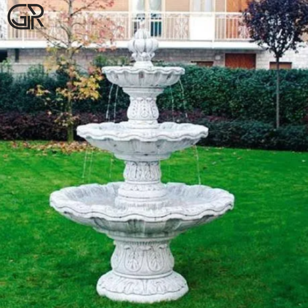 makrana Marble white carving water fountain