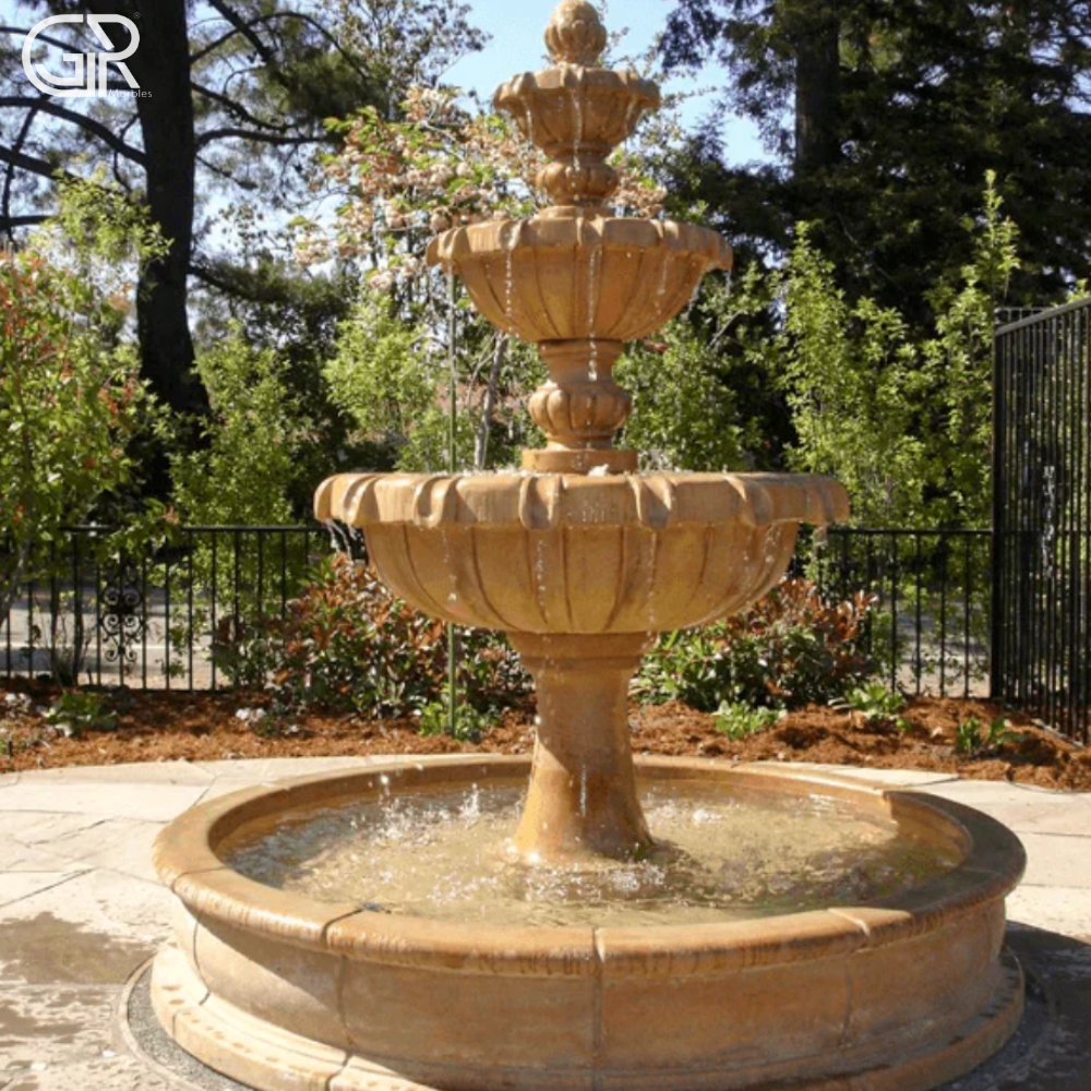 3 tier sandstone fountain