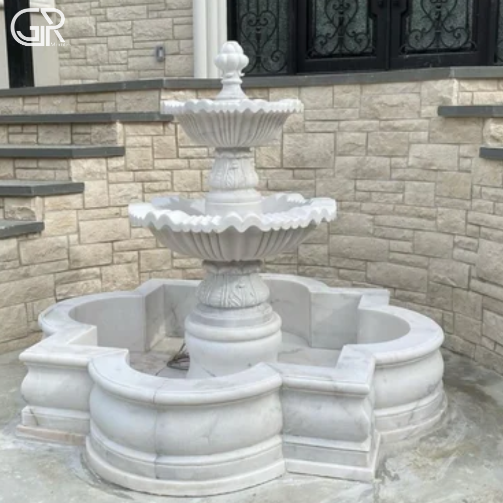 outdoor marble waterfall