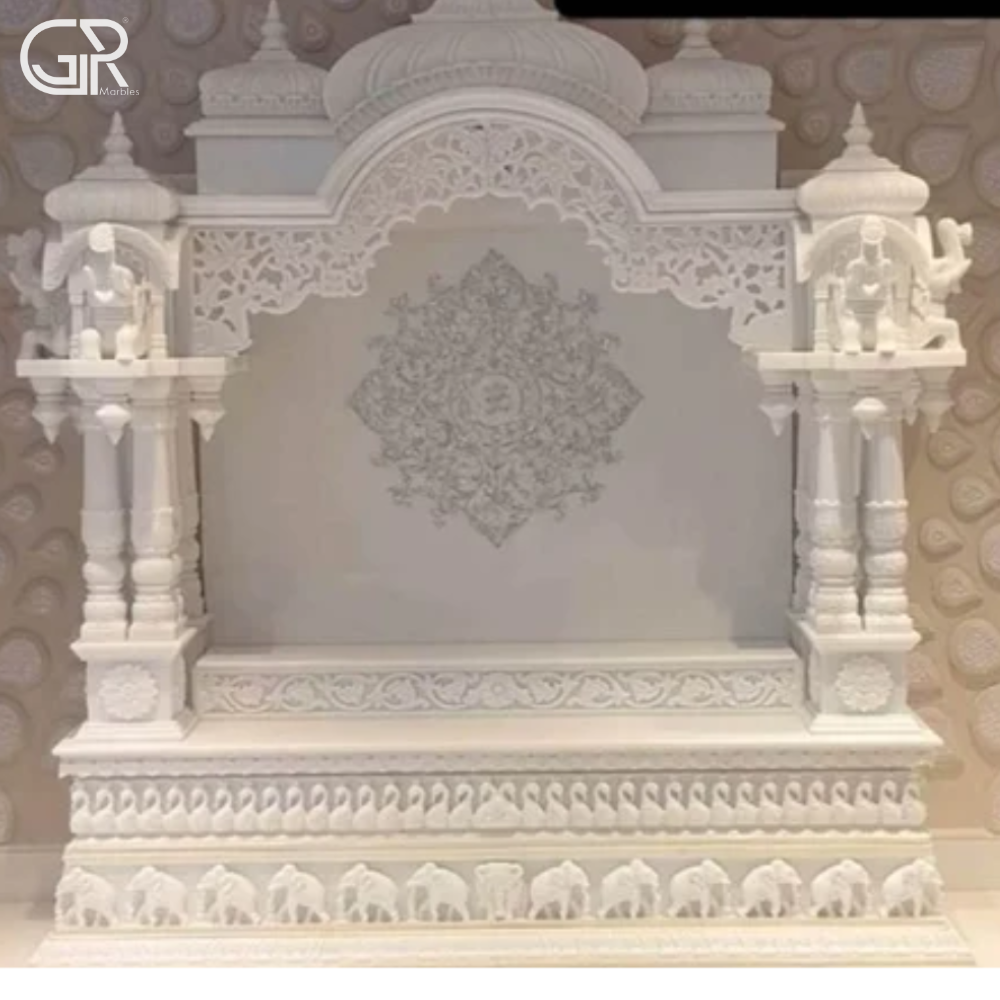Carved White Makrana Marble Temple