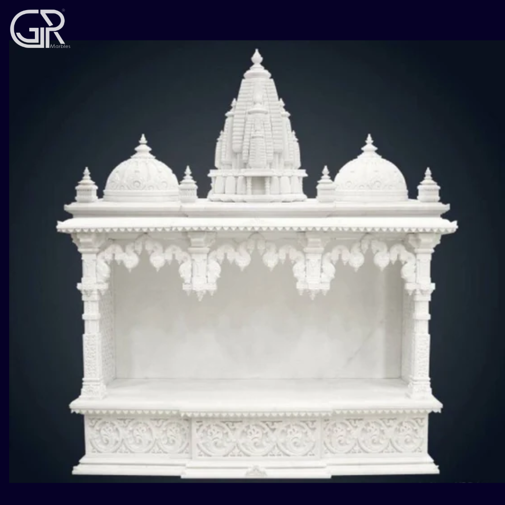 Polished Makrana Marble Temple - Color: Red And White