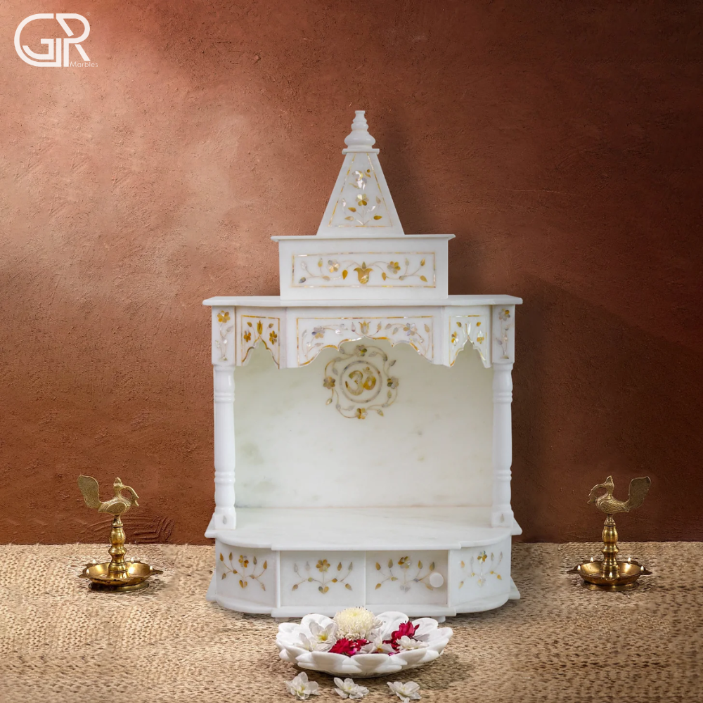 Spacious Solid White Marble Temple