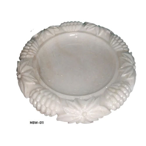 Carved White Marble Decorative Bowl