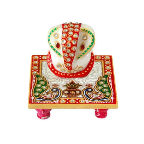 Handmade Marble Ganesh Chowki