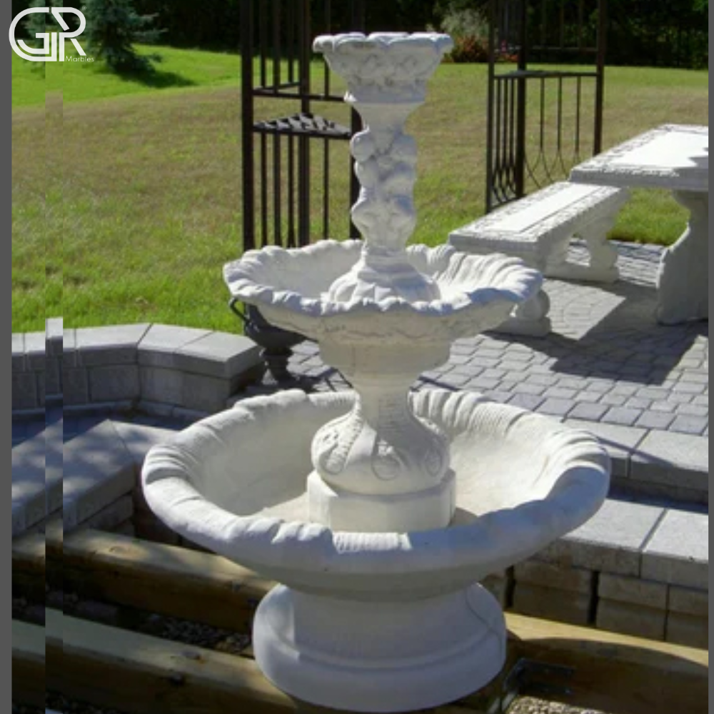 White Marble Waterfalls - Feature: Decorative Fountain