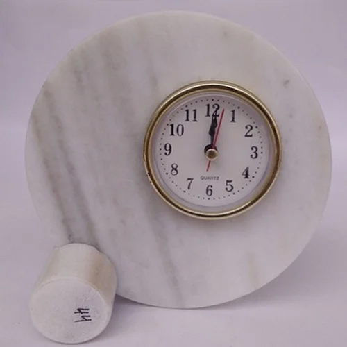 Makrana White Table Clock