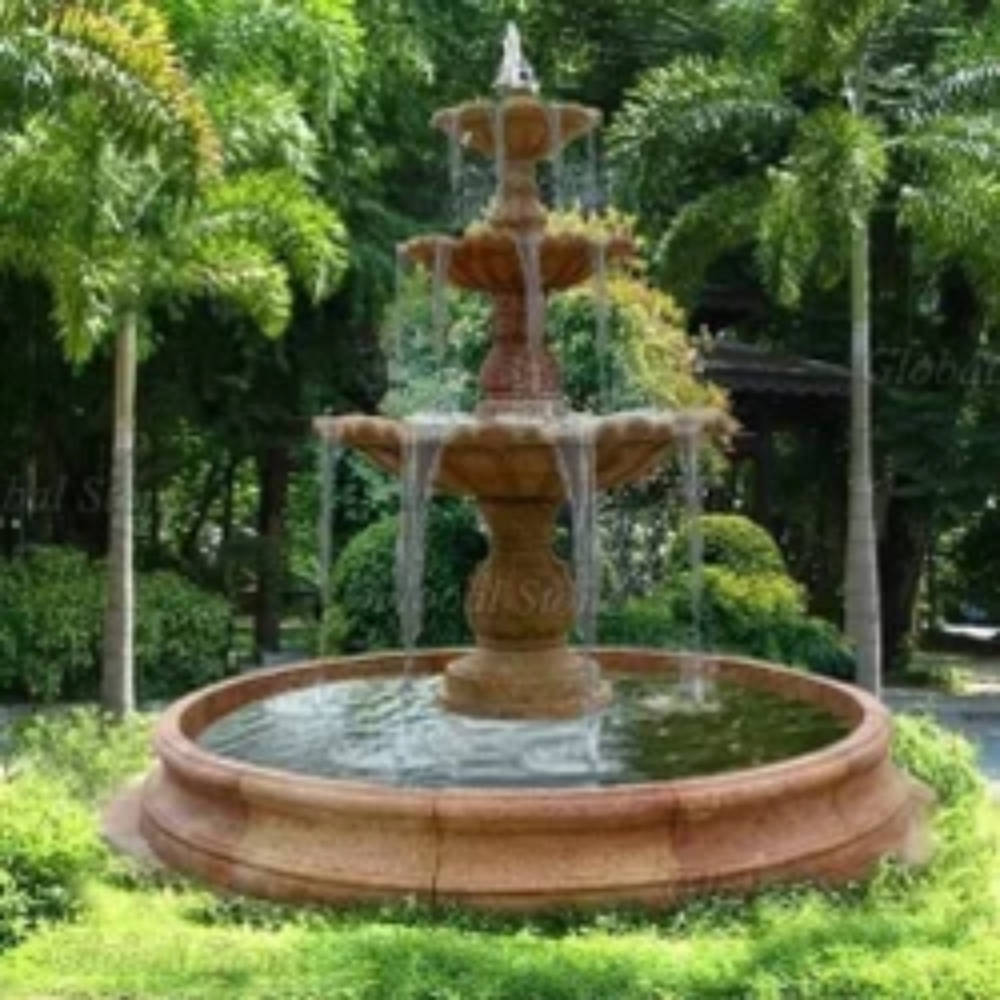 Sandstone Outdoor Water Fountain - Lighting: Led Lamp