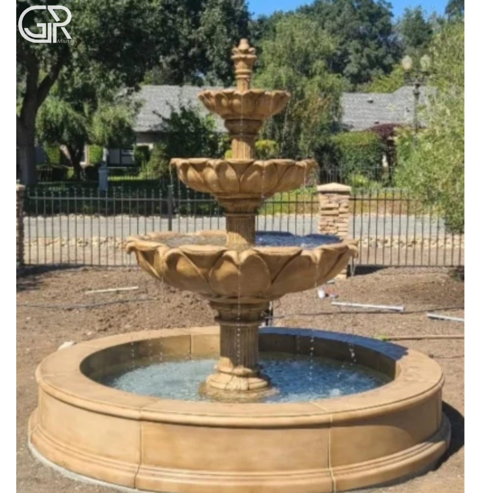 sandstone outdoor water fountain