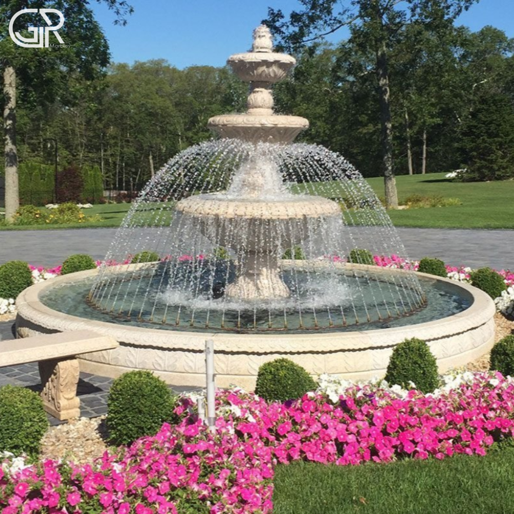 beautiful sandstone water fountain