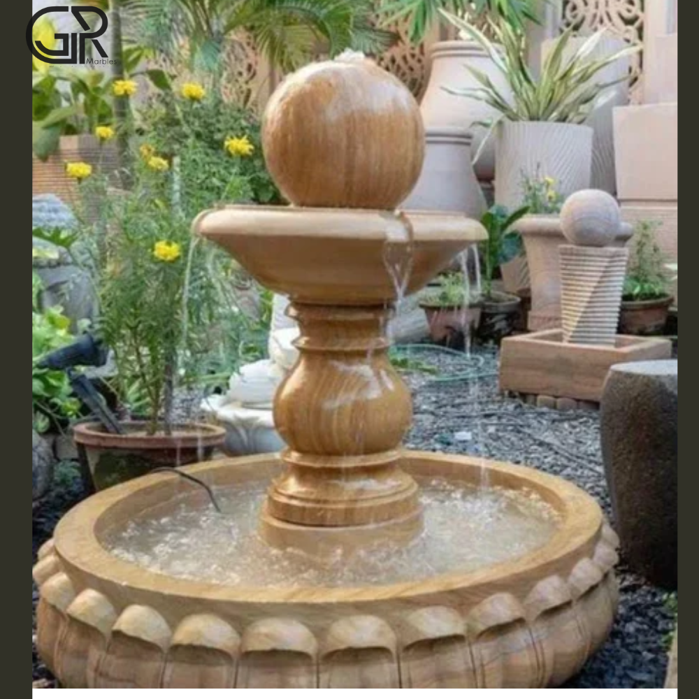Weather-resistant Decorative Brown Sandstone Water Fountain - Material: Marble