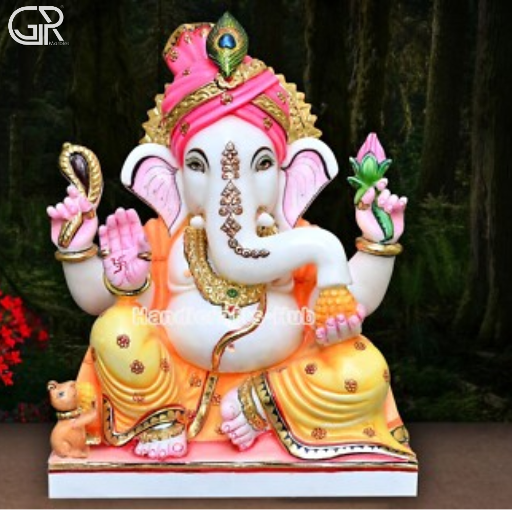 Polishing Marble Ganesh Ji Statue - Color: White
