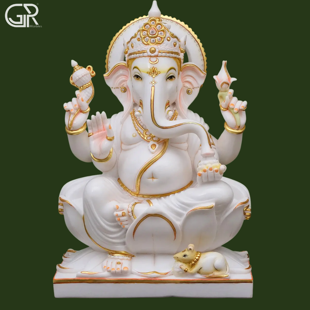 White Marble Lord Ganesh Idol - Hardness: High