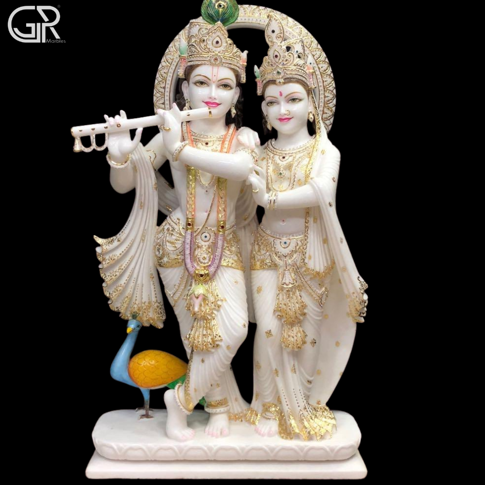 White Marble Radha Krishna - Hardness: Hard