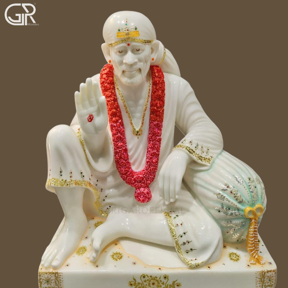 Marble Sai Baba Idol - Color: White