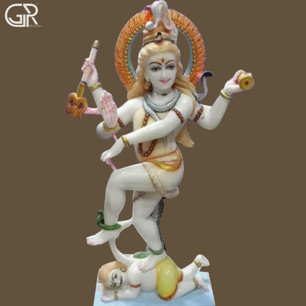 Marble Shiv Tandav Statue - Color: White