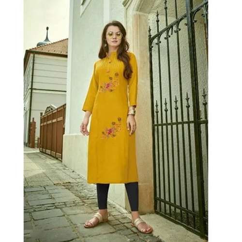 Rayon Embroidery Ladies Kurti