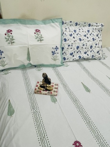 cotton hand block printed bedsheet