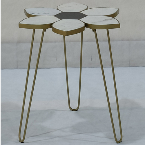 Brass Side Table With Marble Work