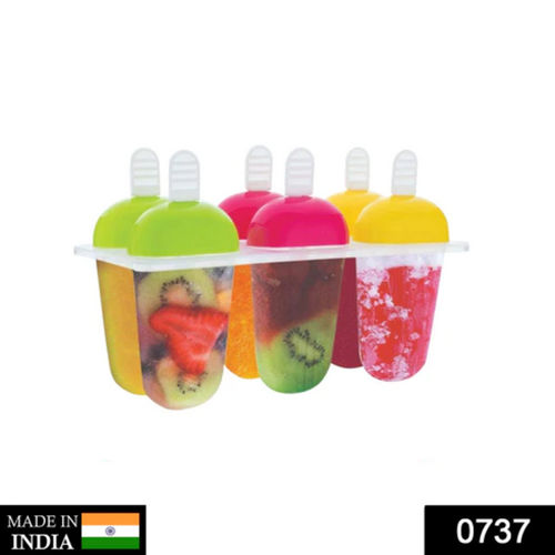 6 Pcs Multicolor Polypropylene Ice Mold Kulfi Maker Stick Cream Candy Color Assorted