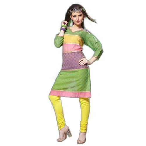 Green-multicolor Cotton Kurti