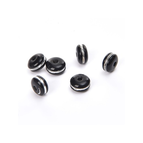 Black And White Striped Round Shaped Decorative Acrylic Beads - Size: Different Available
