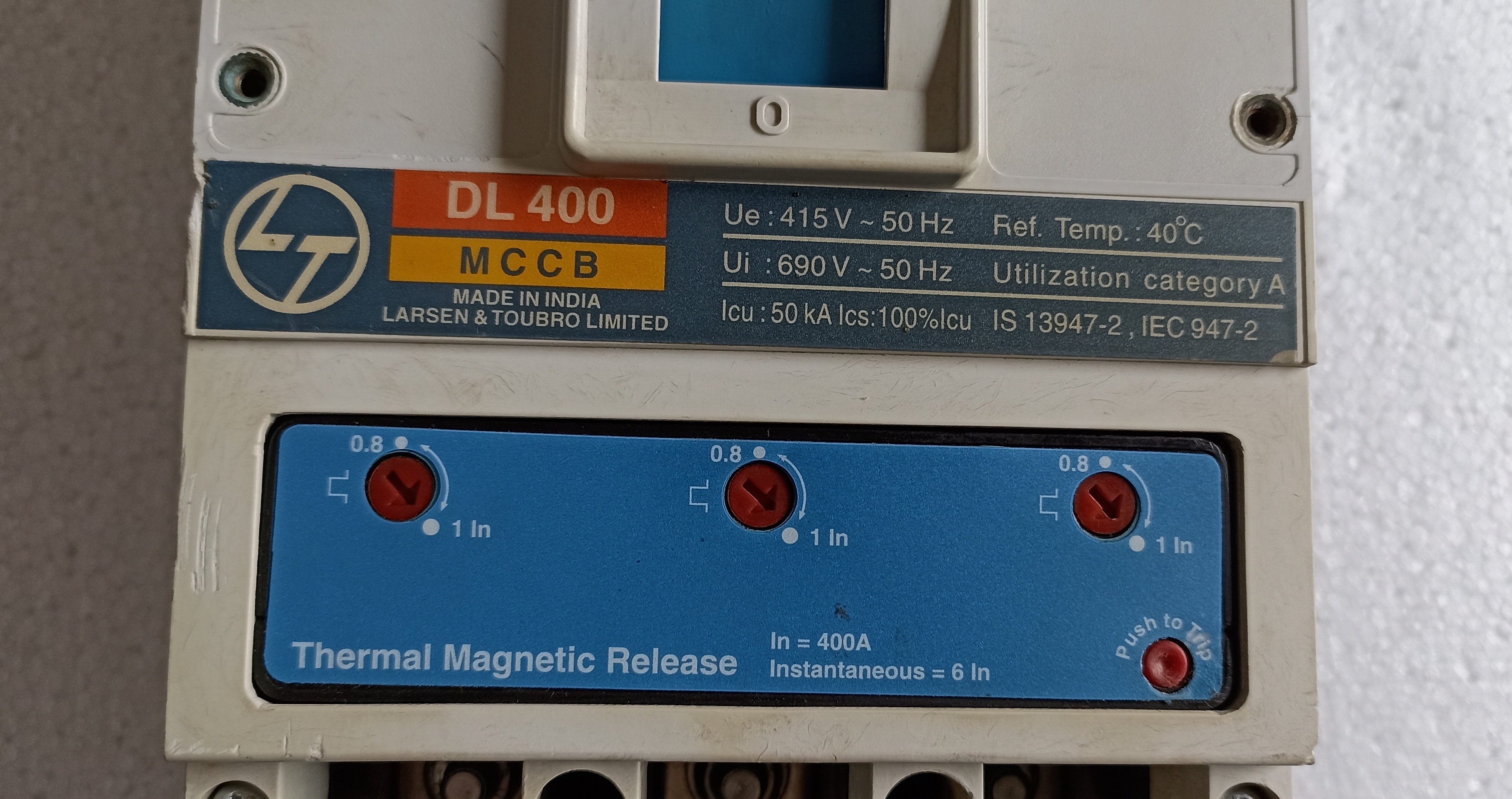 LT (DL 400) 400A 3P MCCB