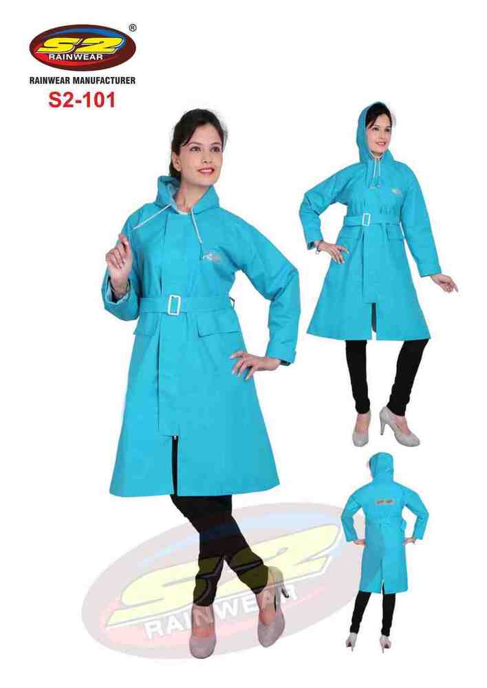 Long Rain Coat With Taping (Ladies)