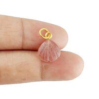 Strawberry Quartz Gemstone Sea Shell Carved 925 Sterling Silver Gold Vermeil Pendant