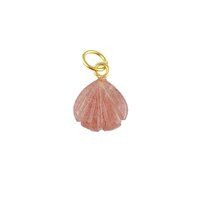 Strawberry Quartz Gemstone Sea Shell Carved 925 Sterling Silver Gold Vermeil Pendant