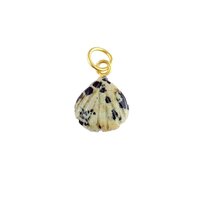 Dalmatian Jasper Gemstone Sea Shell Carved 925 Sterling Silver Gold Vermeil Pendant