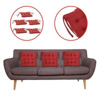 Square Chair Pad Seat Cushion For Car Pad - Fabric, 15 Inch (38x38x5 Cm) | Red / Assorted, Suitable For Indoor/outdoor Use With Ties