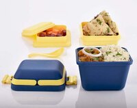 Airtight Lunch Box With Handle And Push Lock (2144) - Plastic, 15x13x15 Cm, Multi/assorted Colors | Airtight Design, Convenient Handle, Secure Push Lock