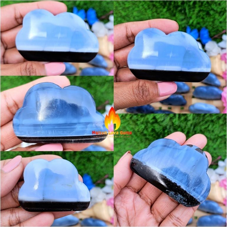 Natural Gemstone Owhyee Blue Opal Cloud Shaped Crystals Clouds