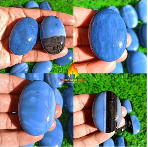 Natural Gemstone Owhyee Blue Opal Palm Stone Crystals Worry Stone Grade: Top