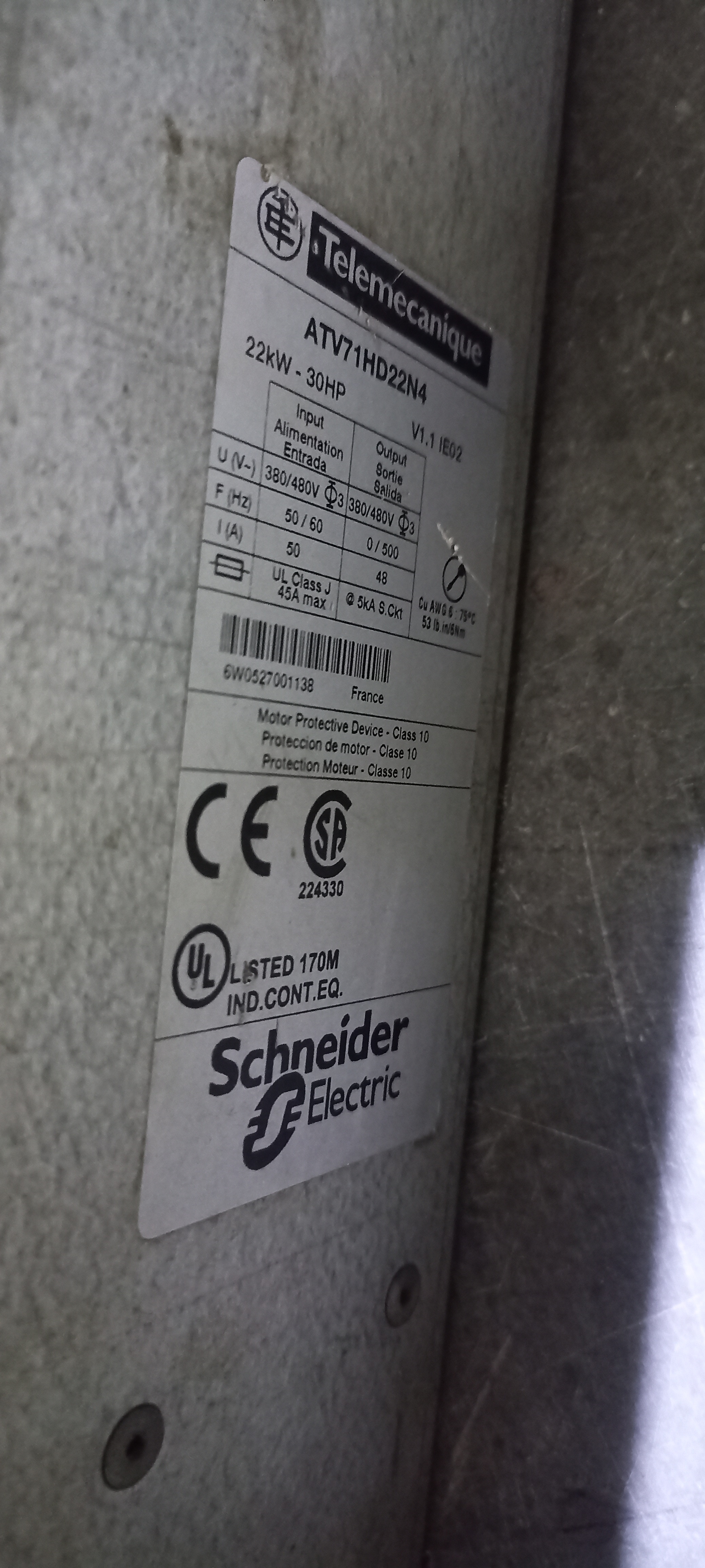 TELEMECANIQUE (ALTIVAR - 71) 30 HP AC DRIVE