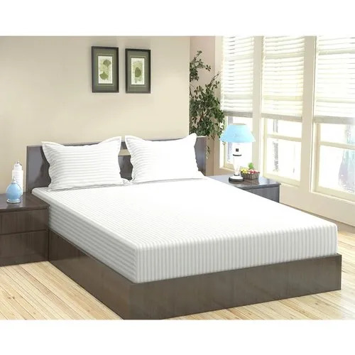 White Satin Stripe Bed Sheets