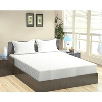 White Satin Stripe Bed Sheets - Length: 200 Cm