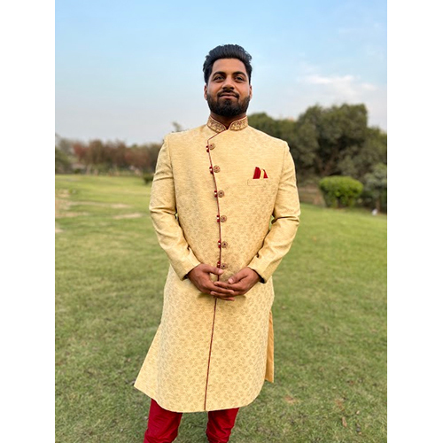 Cotton Mens Collar Button Sherwani