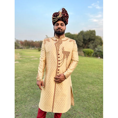 Cotton Mens Hand Embroidery Sherwani