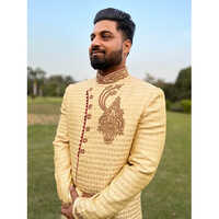 Mens Designer Sherwani - Jacquard Fabric, Customized Sizes In Various Colors | Breathable, Skin-friendly, Non-toxic, Stylish For Weddings