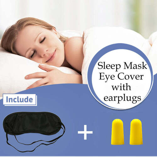 Multi / Assorted Super Smooth Sleep Mask Eye Cover With Earplugs (7208)