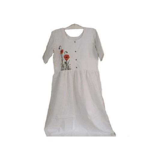 White Ladies Fancy Cotton Embroidered And Plain Kurti