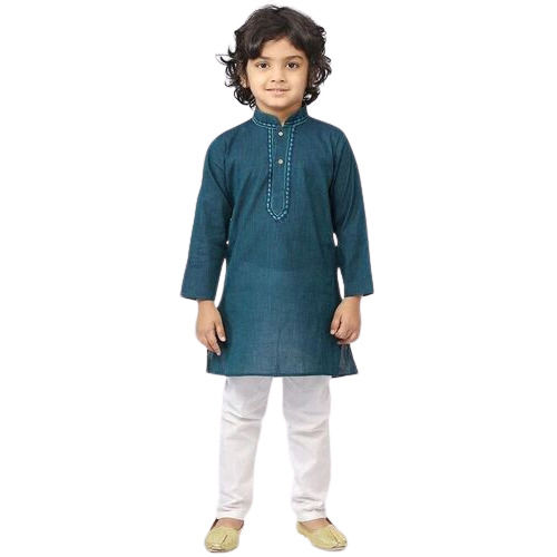 No Fade Full Sleeves Ethnic Kids Cotton Kurta Pajama