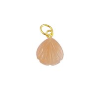 Peach Moonstone Gemstone Sea Shell Carved 925 Sterling Silver Gold Vermeil Pendant