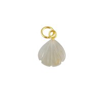 Gray Moonstone Gemstone Sea Shell Carved 925 Sterling Silver Gold Vermeil Pendant