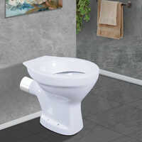 European Water Closet - Ceramic, Floor Mounted Design , Elegant White Finish With Durable Seat Hinges