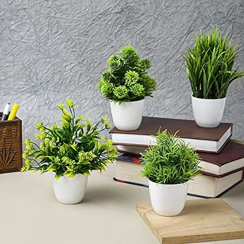 Artificial Wild Bonsai Plant With Pot Set Of 4