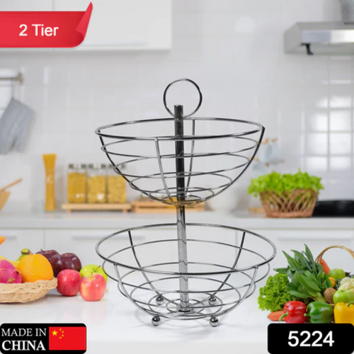 Tier Steel Fruit Basket Bowl Fruit Bread Organizer Storage Holder Stand with Modern Design for Gift Home Party 5224