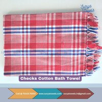 Checks Cotton Bath Towel 32 x 64 180g