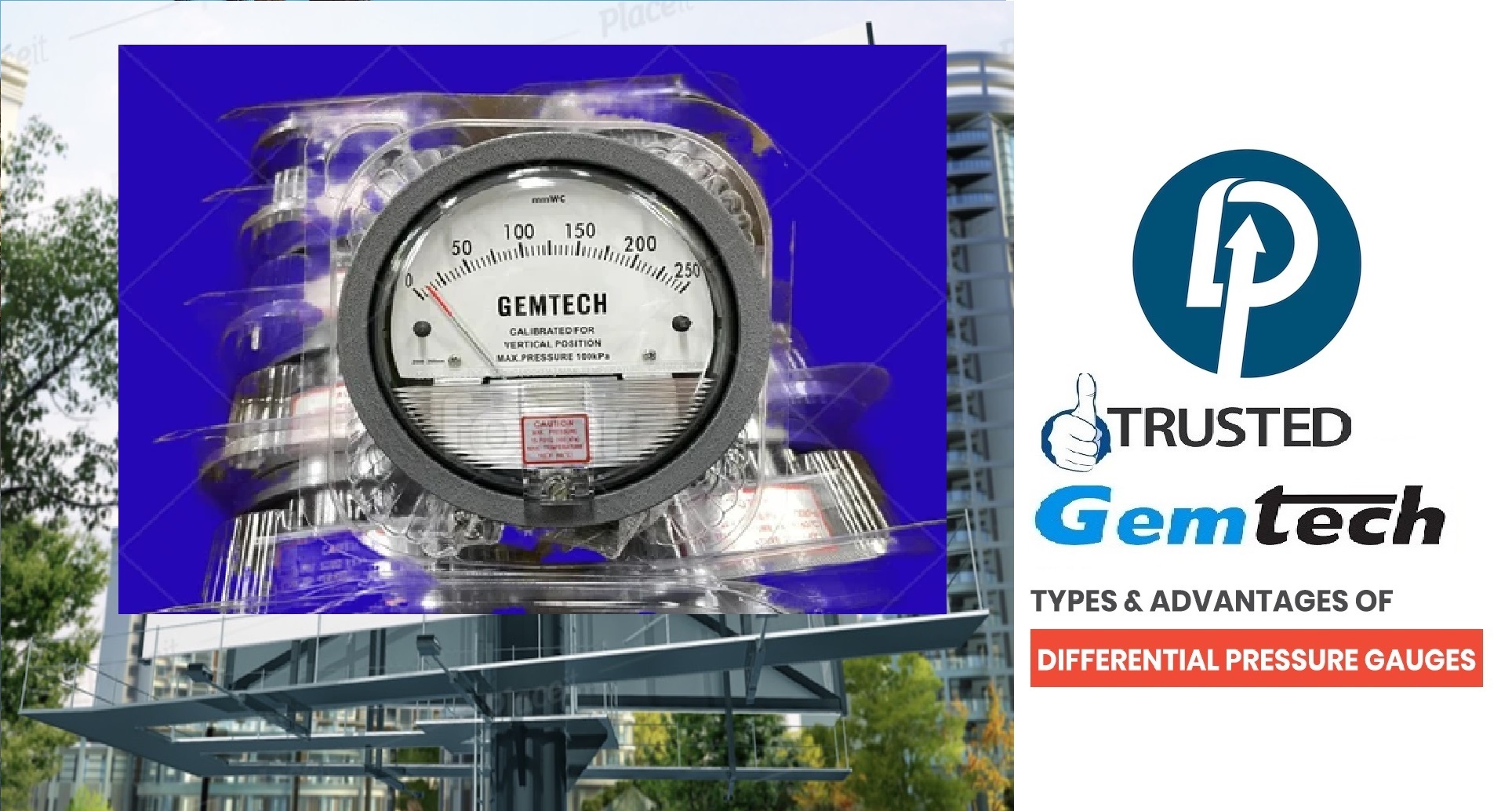 GEMTECH G2000-1KPA Differential Pressure Gauge Range 0-1 KPA